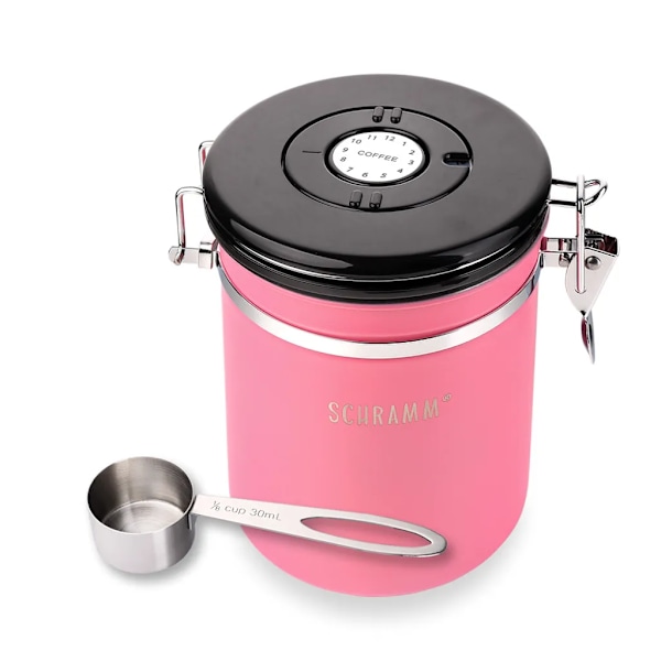 Schramm® kaffeburk 1500 ml i 10 färger med doseringssked Höjd: 15cm Kaffeburkar Kaffebehållare i rostfritt stål, färg:rosa