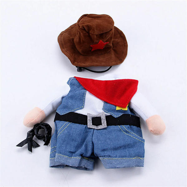 Juldräkter för hund eller katt cowboy med hatt