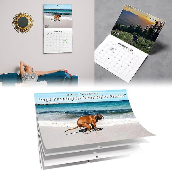 Rolig hundbajskalender 2023 Månatlig väggkalender Djur Gag