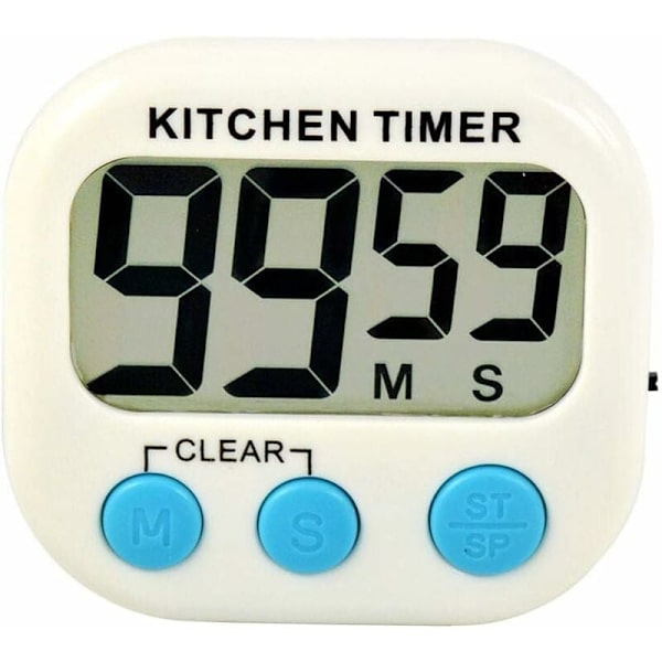 Digitalt køkkenur, stort LCD-display, timer, nedtælling, optælling