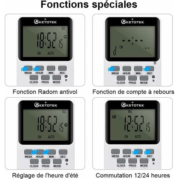 Digital timeruttag 16A 3600W LCD-display 20 grupper På/Av Programmerbar timer 24 timmar 7 dagar AC220V Energisparuttag
