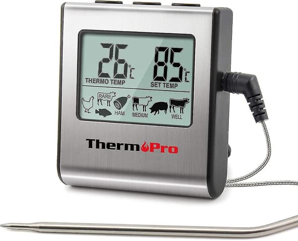 Digital kötttermometer med stor LCD-skärm för rökugn, ugn och kök