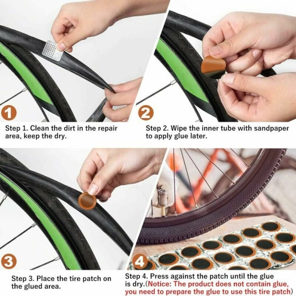 48 st Cykeldäckslappar Cykelinnerslangsreparationssats Gummilappar för 25 mm däckinnerslangar