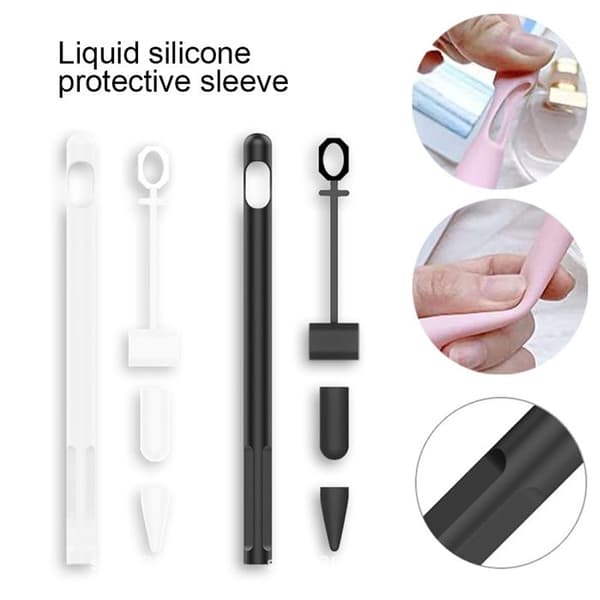 Set med 2 silikonöverdrag, halkfria, skyddande för Apple Pencil 1:a generationen.