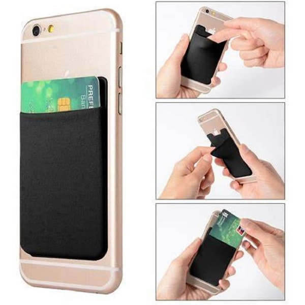 1-pack telefonkorthållare flexibel mobiltelefonplånbok, självhäftande plånbok, kreditkorts-ID- case (svart)