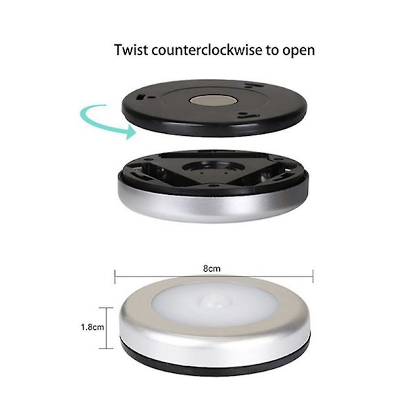 Rörelsesensor Batteridriven Led Under Skåpsbelysning, Puckljus, Trådlösa Under Diskbelysning För Hall, Sovrum, Skafferi (6-pack)