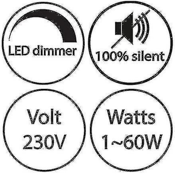 1-60w Led Dimmer Dimbar (roterande Dimmer) Led Dimbar, On/Off, 220-230v, Ce In-line Switch, Svart