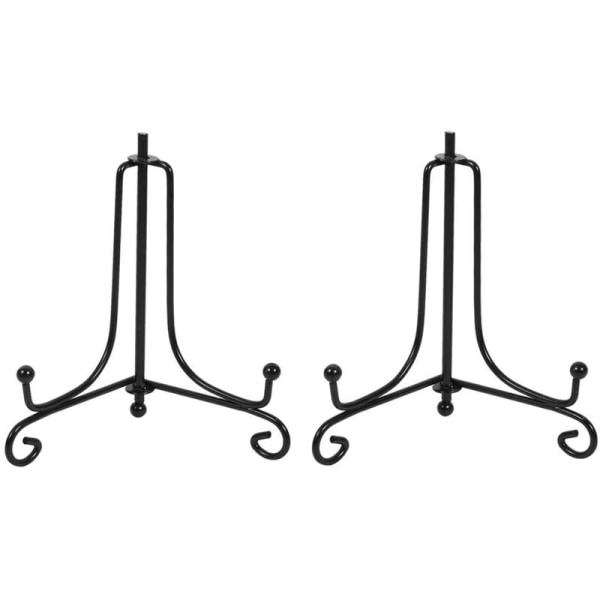 5 stk. jernstativ, sort jernstaffeli fotoholderstativ, viser rammer, dekorative tallerkener, hylder og kunstværker, 4 tommer