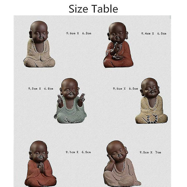 2023-Buddha-statyer Liten munk Sand Keramik Hemklubb Geomantisk dekoration（gul）
