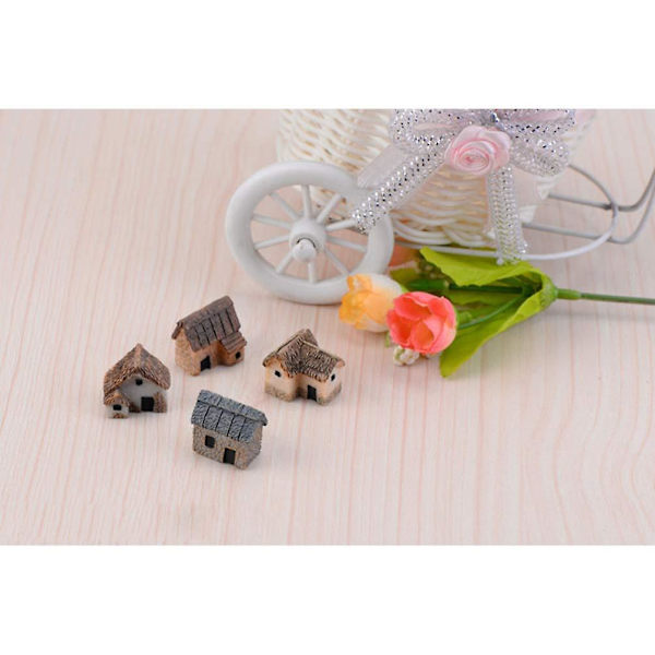 4 st miniatyrträdgårdslandskap mikrobyhus miniatyrhus halmhyddor DIY slumpmässig färg
