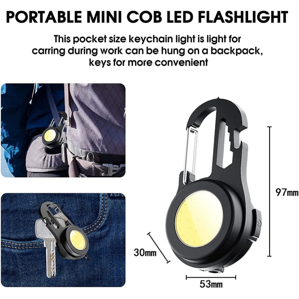 Mini Multifunktionell LED Nödlampa 500 Lumen Cob Arbetslampa 4 Ljuslägen Vattentät Uppladdningsbar Magnetisk Arbetslampa För Reparation, Nödläge, Camping