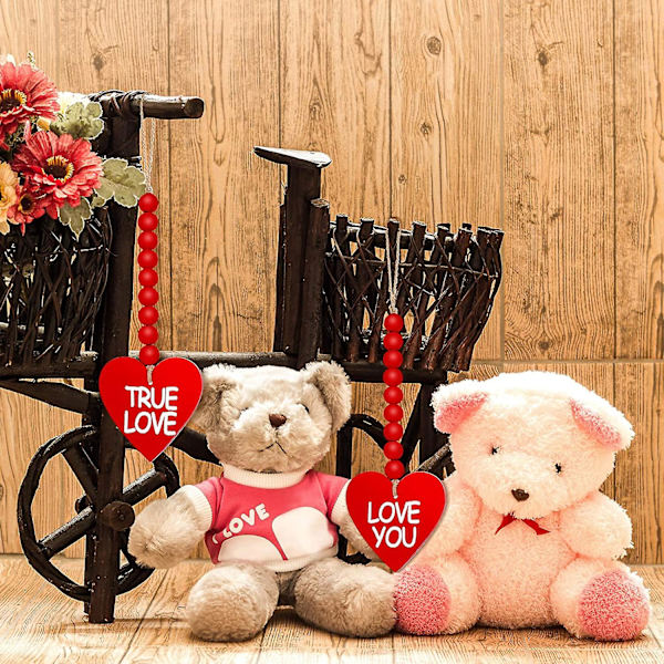 10 stk. Valentinsdag Træperle Girlander Dekorationer Træperle Hjerte Girlander Væghængning Rustik Bondegård Perler Pynt Til Feriefester Dec