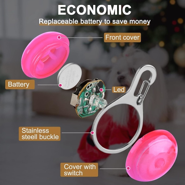 3-pack LED-hundhalsband, LED-hundhalsband med clip-on LED-hundbricka, 3 ljuslägen hundljus
