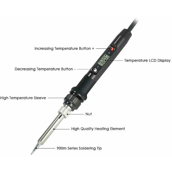 60W Professionell LCD Digital Justerbar Temperatur Elektrisk Lödkolv Verktyg Blyfri Mini Lödstation