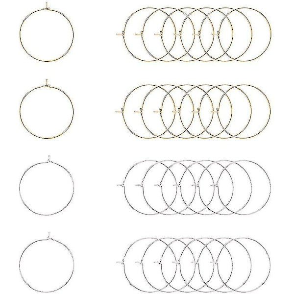 100 st gyllene/silver 25mm vinglas charm ringar tråd hoops örhänge pärlor båge för DIY-2