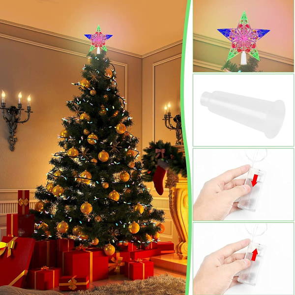 Christmas Tree Star,christmas Led Tree Topper Light,light Up Christmas Tree Star,glitter Christmas Tree Star,christmas Tree Topper,stjärna till jul,