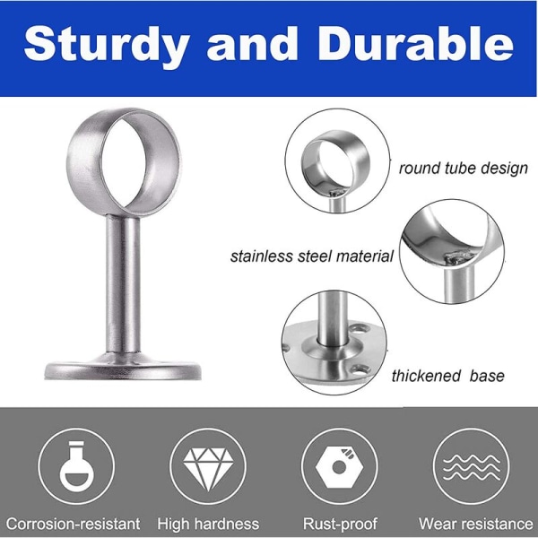 Justerbart takfäste 32mm Rostfritt stål Gardinstångsfäste med skruvar för garderob Gardin Gardinhängande plaggstång 2st - DKSFJKL