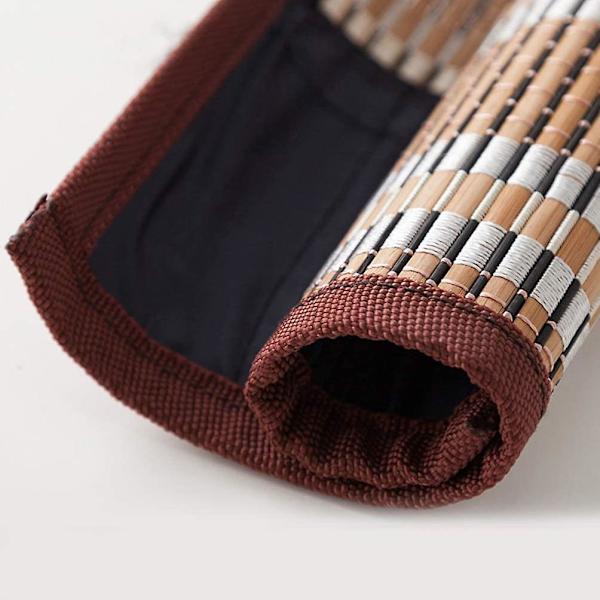 Roll-up bambu pennhållare bärbar kalligrafi penna förvaringsbox skrivpennhållare