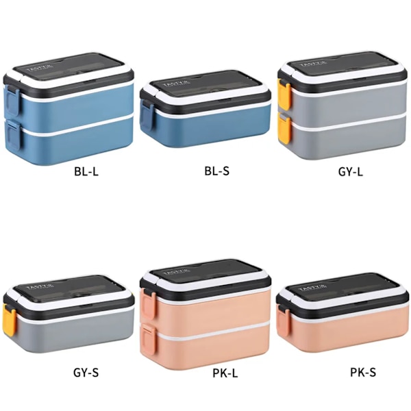 21,5*12,2*13,7 cm 2 lager grå lunchlåda arbete student utomhusaktiviteter resor mikrovågsugn uppvärmning matbehållare plast Bento-låda