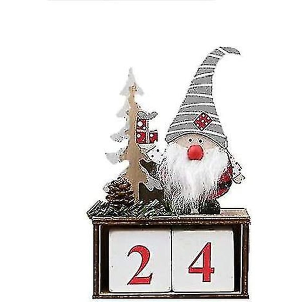Nyårspresent Santa Doll Timer Nedräkning Julkalender God Jul Trä（grå hatt）