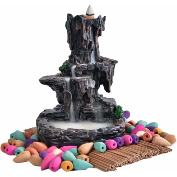 Mountain Waterfall incense burner backflow incense holder, incense burner incense burner with 20 incense cones