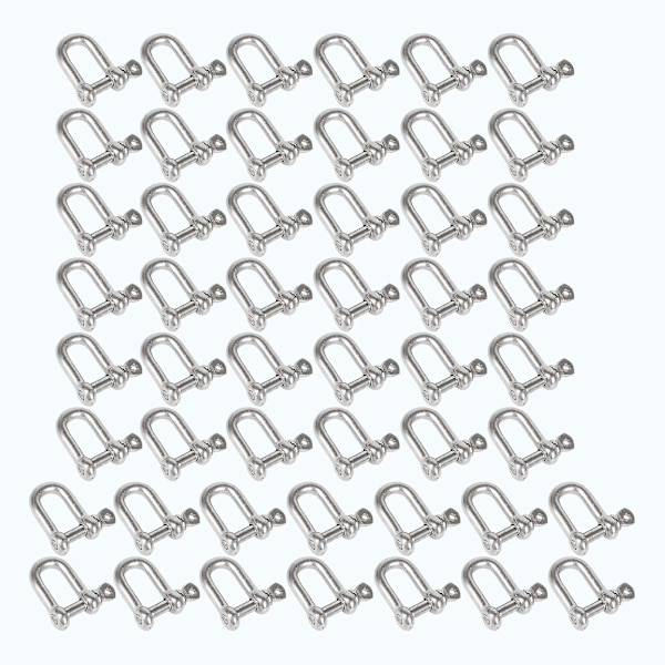 50x Rostfritt stål D Shackle Silver Ship Anchor Bow Form M4 För Wire