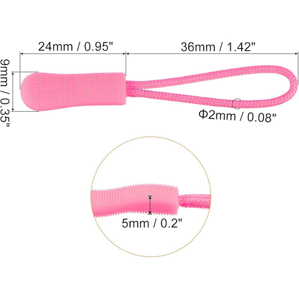 Dragkedja dragkedja förlängningssladd för handväskor, 20-pack rosa