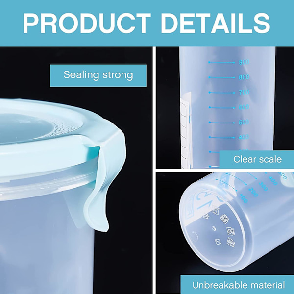 4 st plastfärgbehållare med lock 50 oz för överbliven färgkopp lufttäta burkar