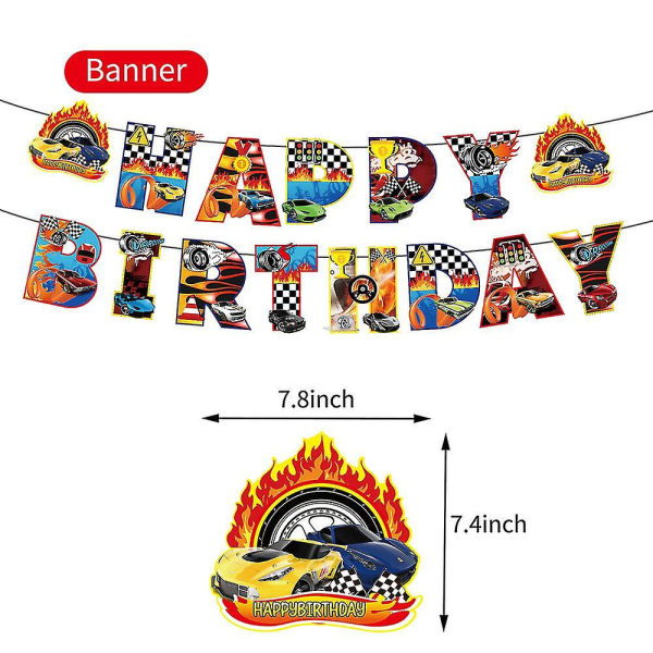 Hot Wheels Barn Födelsedagsfest Banner Ballonger Cake Topper Set Dekoration Supplies