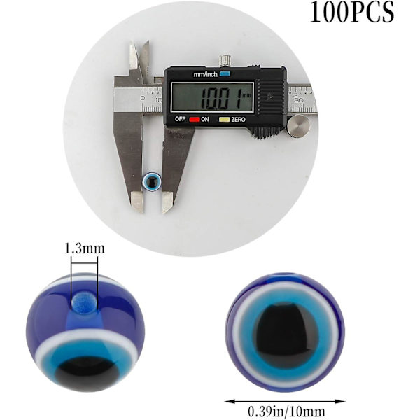 100 blå pärlor ögonpärlor handgjorda harts pärlor hänge lämplig för DIY armband (10mm)