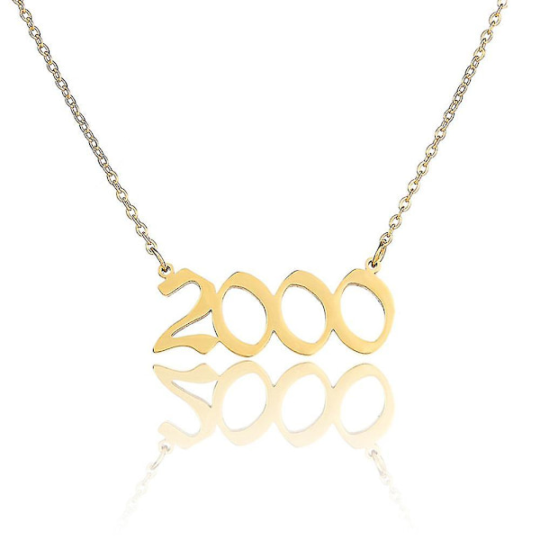 Halsband med födelseår, 18k guldpläterat halsband med födelseår, smycke - 26 (2000)