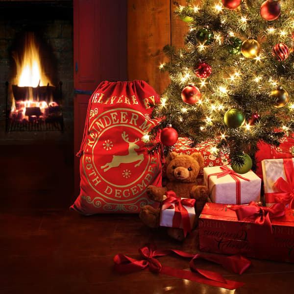 Grön Stor jultomte Renpostväska med dragsko