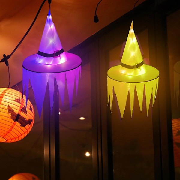 2-pack Halloween Häxhatt Party Dekoration Rekvisita LED Glödande Spöke Hatt