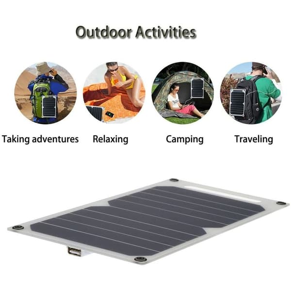 Solpanel laddare, bärbar tunn solpanel för mobiltelefon camping
