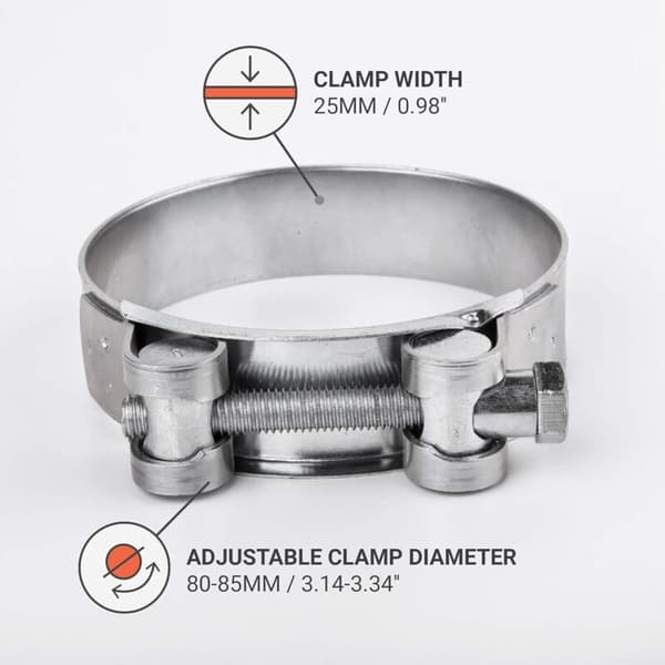 Set med 2 förstärkta rörklämmor för 80-85 mm galvaniserat stålrör