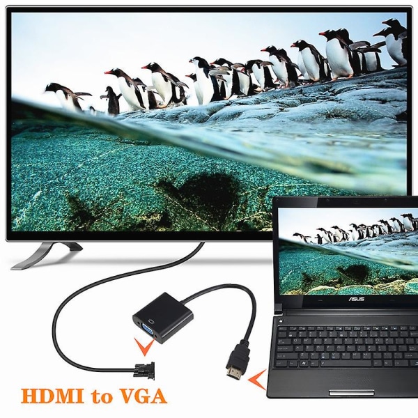 Hdmi till Vga-adapter, HDMI till Vga-adapter (hane till hona) för dator Stationär Bärbar dator Bildskärm Projektor Hdtv