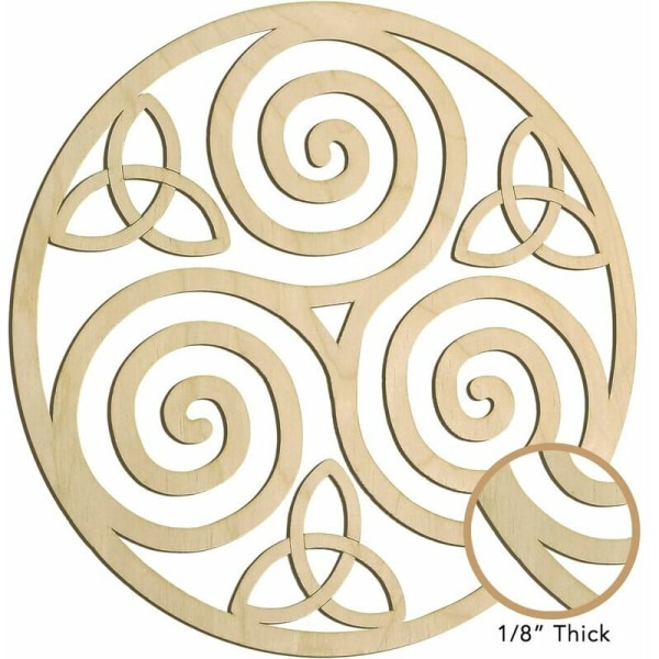 Triskele Knot träväggkonst (irländska symboler, keltisk trippelspiral, keltisk heminredning, irländsk väggkonst, trippel helixspiral) Naturligt trä
