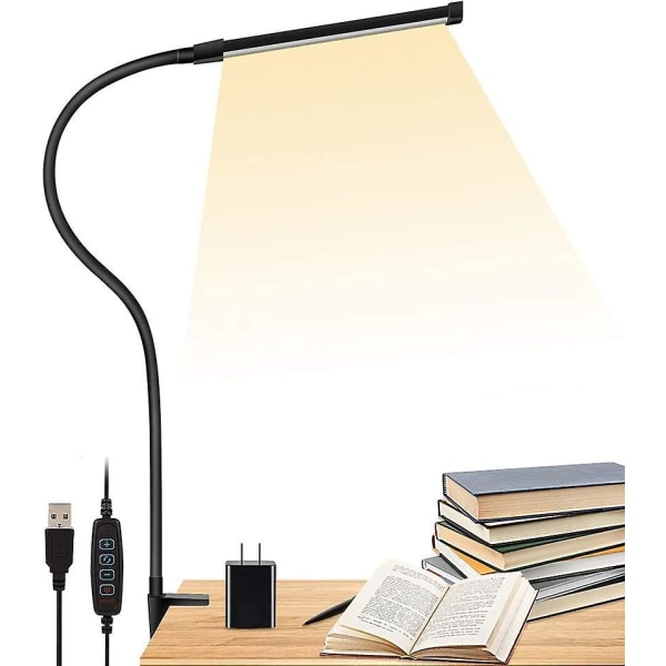 Skrivbordslampor för hemmakontor, klämlampa Dimbar svanhalslampa Touch Control, justerbar skrivbordslampa för arbetsbänk Bordsskiva (svart)