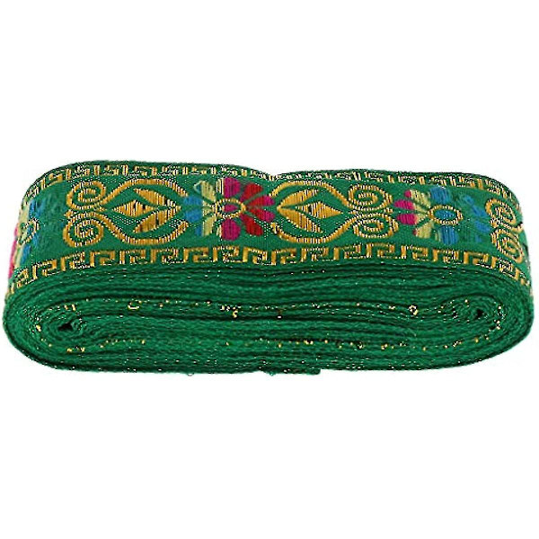 Jacquard Trim Braid Broderad Band Craft Sy Retro Boho Etnisk Tyg Band Trim För Sömnad Hantverk Projekt 7m 6 Stilar Att Välja (Gul)
