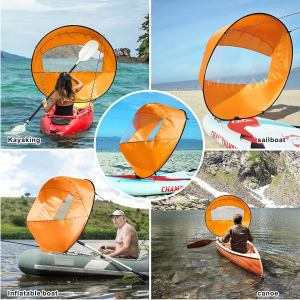 Hopfällbart kajak- och kanotsegel med transparent fönster, orange