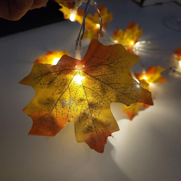 Thanksgiving Leaf Maple Leaf Light String Trädgårdsfestrum Ins Dekorativa lampor 20 LightsGrön