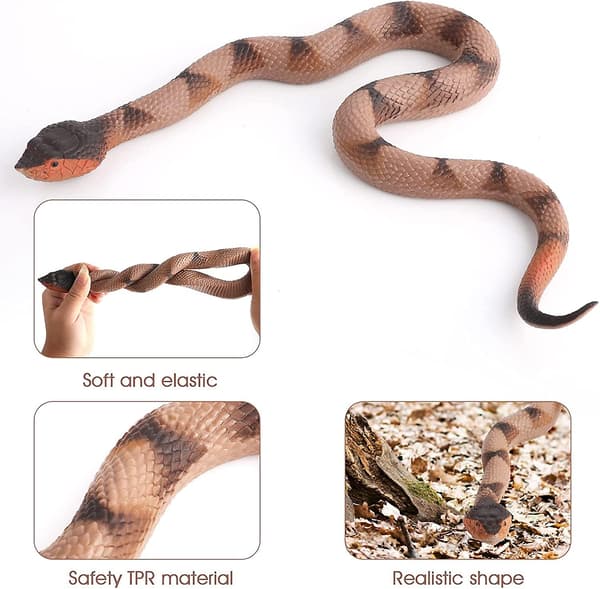 Elastisk ormstapel av gummi, realistisk reptilstaty falsk ormleksak stil 1