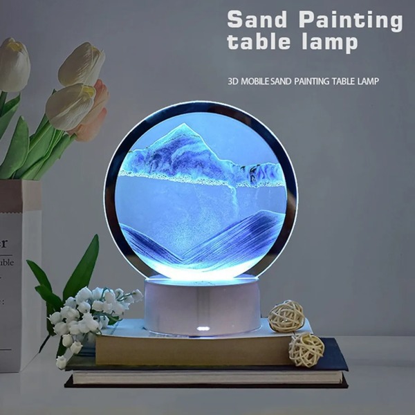 2st/ set 3D flytande sandkonst, roterande sandbilder, dynamisk 3D djuphavsrörlig sandbild för hem, kontor och skrivbordsreplika (blå + grön)