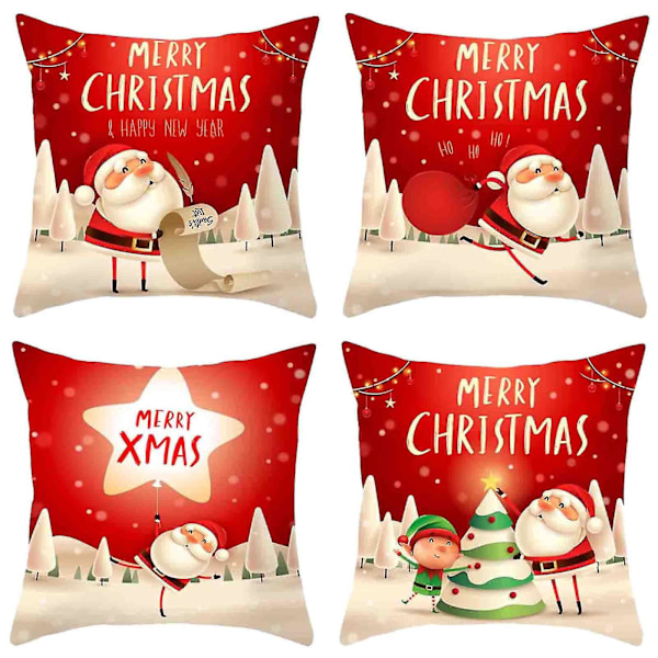 Jultomte Kuddfodral Kuddar Case Jul Hem Soffa Kasta Dekoration 4st