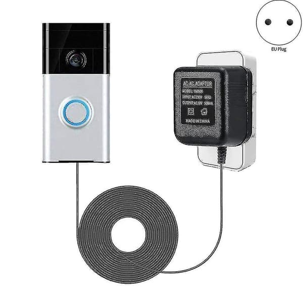 18v 500ma Strömadapter Batteri För Ring Dörrklocka Utomhus Eu-kontakt