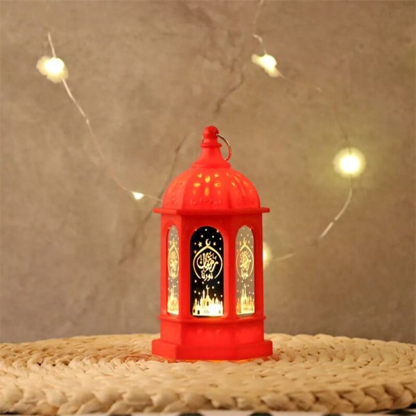 Ramadan dekorativ lampa, Eid Mubarak lykta månstjärnedekoration, Ramadan dekoration Muslimsk festival dekorativ, röd