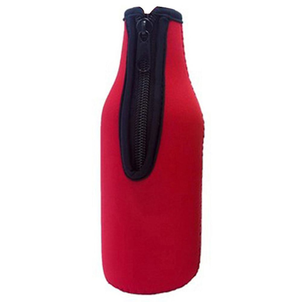 330 ml Zip-ölflaskhållare med tjock neoprenisolerad täckning (röd)