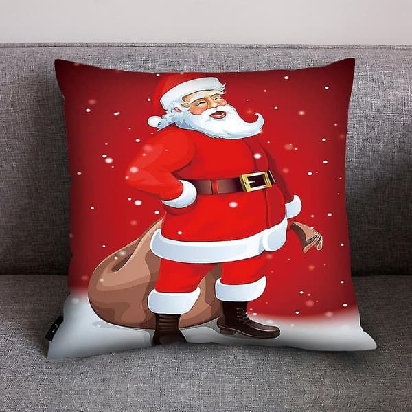 Jultomte Tryckt Kuddfodral Polyester Soffa Bil Kuddeöverdrag Heminredning