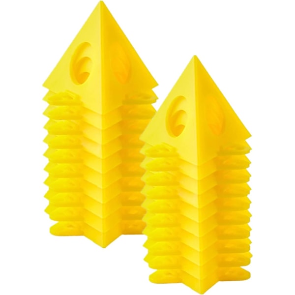 10-pack perforerat trälackställ, pyramidställ, trekantigt plaststativ gult