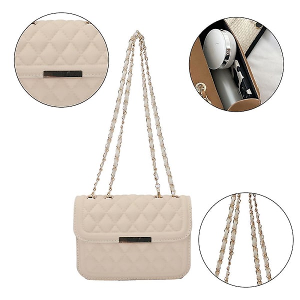Crossbody-väska, trendig designer mini axelväska, telefonplånboksväska för kvinnor, beige